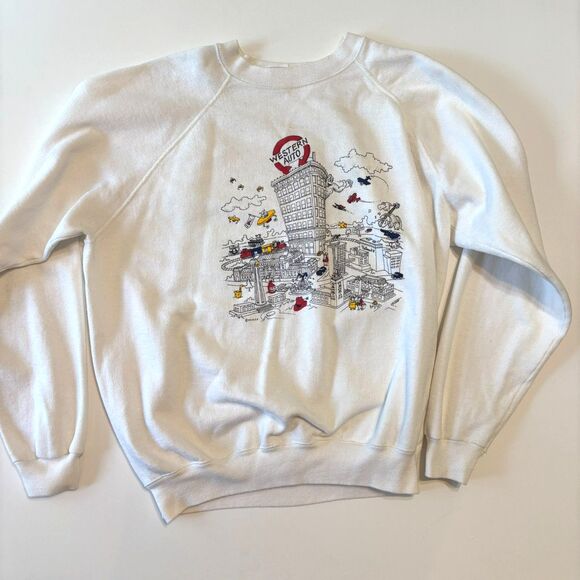 Vintage 90s Kansas City Sweatshirt Hanes USA Tag XL Fits M Double Sided Graphic - Picture 4 of 15